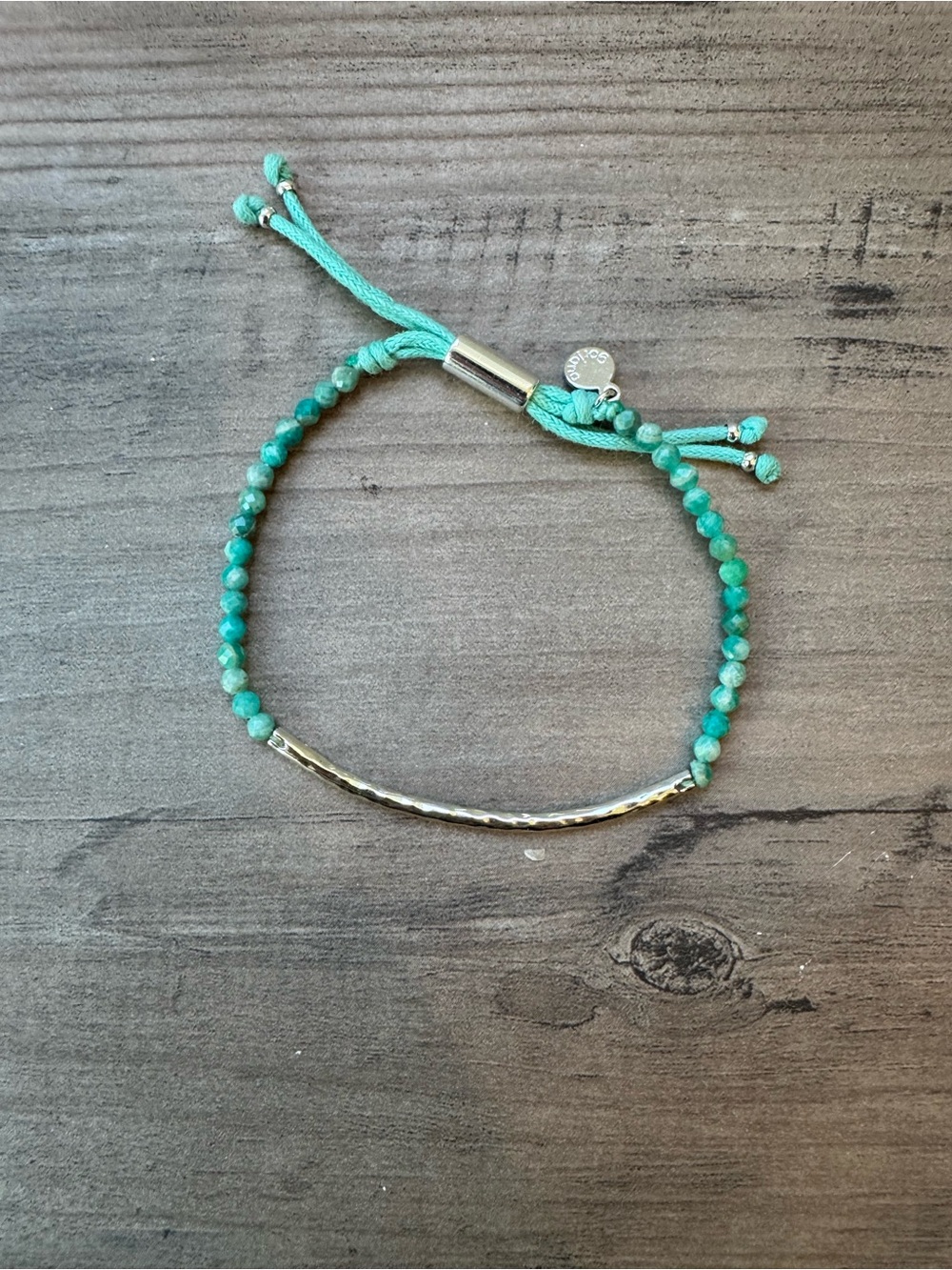 Gorjana Aqua Power Gemstone Bead Bracelet with Gold Curved Bar